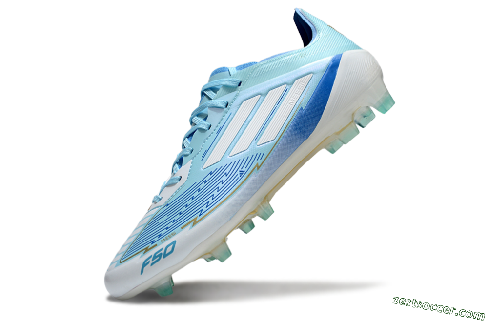 Messi x Adidas F50 Elite FG Low-Tops Soccer Cleats - Blue/Jade/White 5