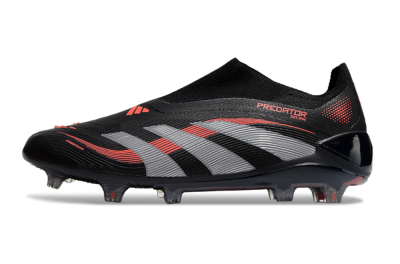 Adidas Predator Elite 25 Laceless FG Low-Tops Soccer Cleats - Black/Red/Grey