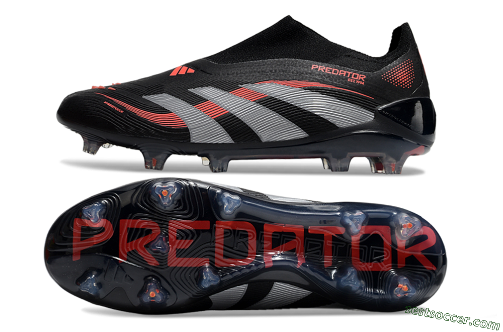 Adidas Predator Elite 25 Laceless FG Low-Tops Soccer Cleats - Black/Red/Grey 1