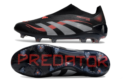 Adidas Predator Elite 25 Laceless FG Low-Tops Soccer Cleats - Black/Red/Grey