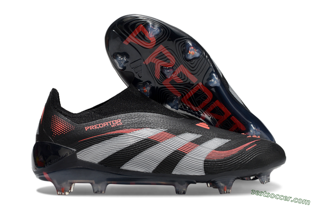 Adidas Predator Elite 25 Laceless FG Low-Tops Soccer Cleats - Black/Red/Grey 0