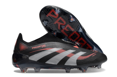 Adidas Predator Elite 25 Laceless FG Low-Tops Soccer Cleats - Black/Red/Grey