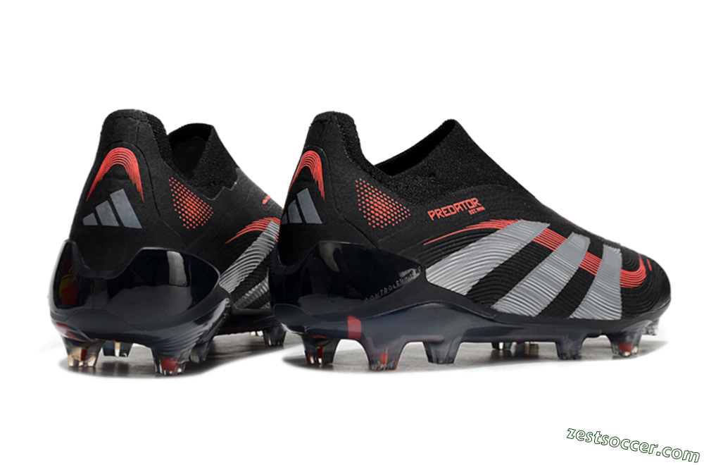 Adidas Predator Elite 25 Laceless FG Low-Tops Soccer Cleats - Black/Red/Grey 6