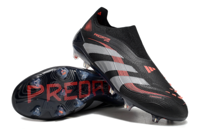 Adidas Predator Elite 25 Laceless FG Low-Tops Soccer Cleats - Black/Red/Grey