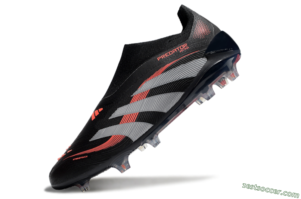 Adidas Predator Elite 25 Laceless FG Low-Tops Soccer Cleats - Black/Red/Grey 5