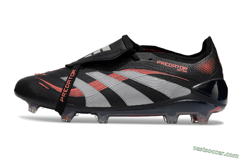 Adidas Predator Elite 25 Foldover Tongue FG Low-Tops Soccer Cleats - Black/Red/Grey 2