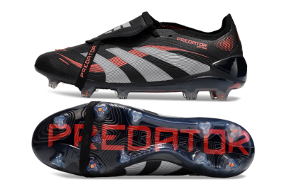 Adidas Predator Elite 25 Foldover Tongue FG Low-Tops Soccer Cleats - Black/Red/Grey