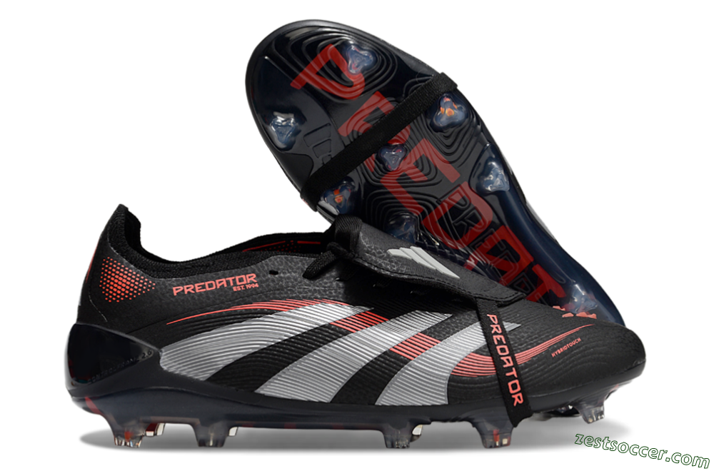Adidas Predator Elite 25 Foldover Tongue FG Low-Tops Soccer Cleats - Black/Red/Grey 0