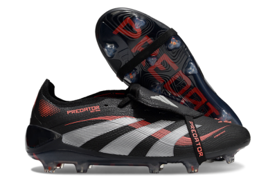 Adidas Predator Elite 25 Foldover Tongue FG Low-Tops Soccer Cleats - Black/Red/Grey
