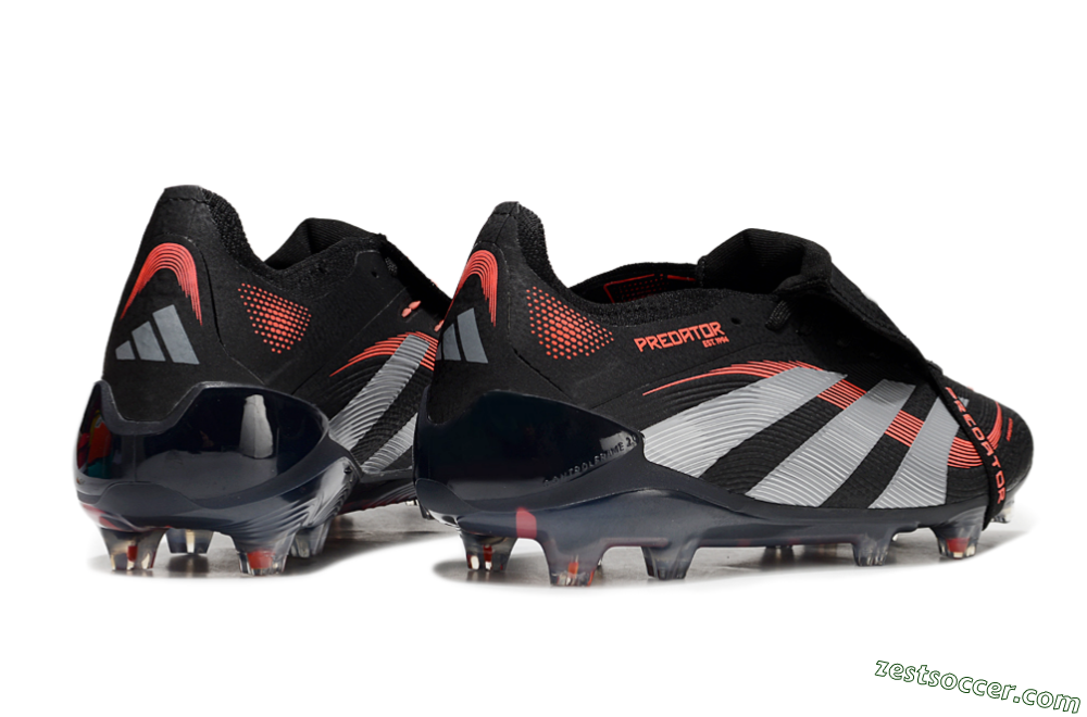 Adidas Predator Elite 25 Foldover Tongue FG Low-Tops Soccer Cleats - Black/Red/Grey 6