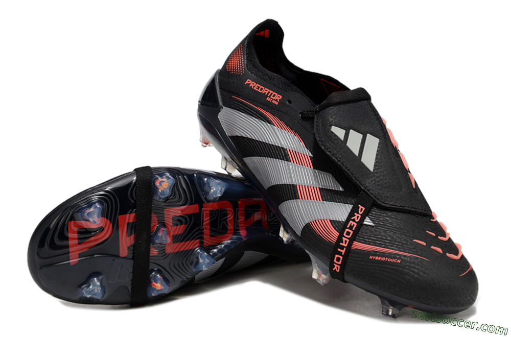 Adidas Predator Elite 25 Foldover Tongue FG Low-Tops Soccer Cleats - Black/Red/Grey 3