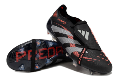 Adidas Predator Elite 25 Foldover Tongue FG Low-Tops Soccer Cleats - Black/Red/Grey