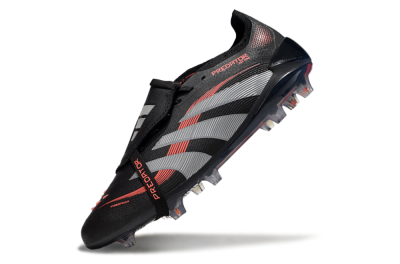 Adidas Predator Elite 25 Foldover Tongue FG Low-Tops Soccer Cleats - Black/Red/Grey