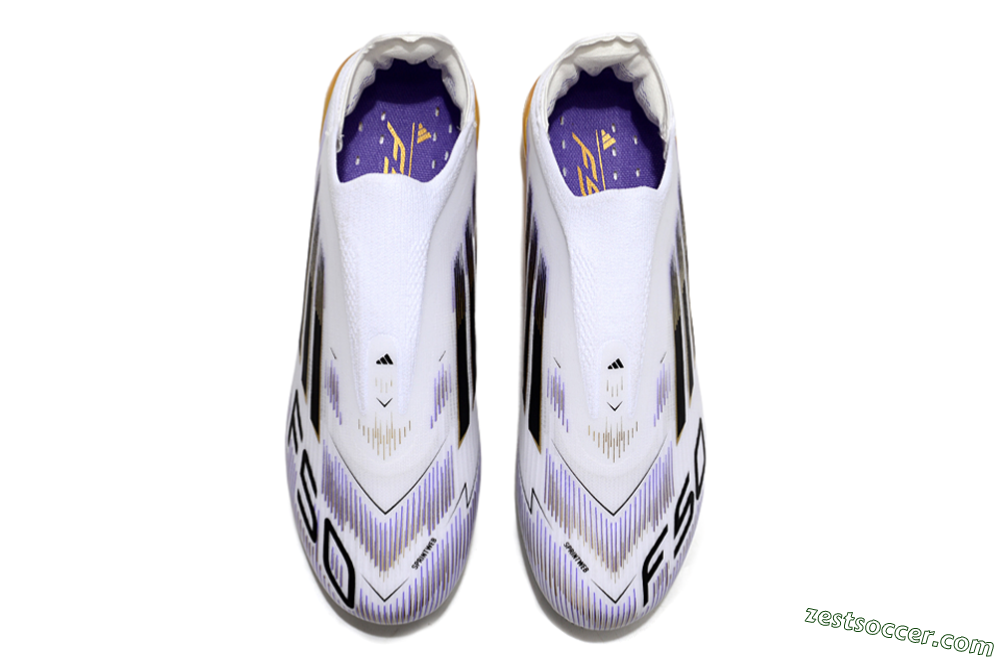 Adidas F50 Elite Laceless FG Low-Tops Soccer Cleats - White/Black/Gold 4