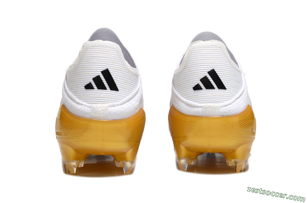 Adidas F50 Elite Laceless FG Low-Tops Soccer Cleats - White/Black/Gold 5