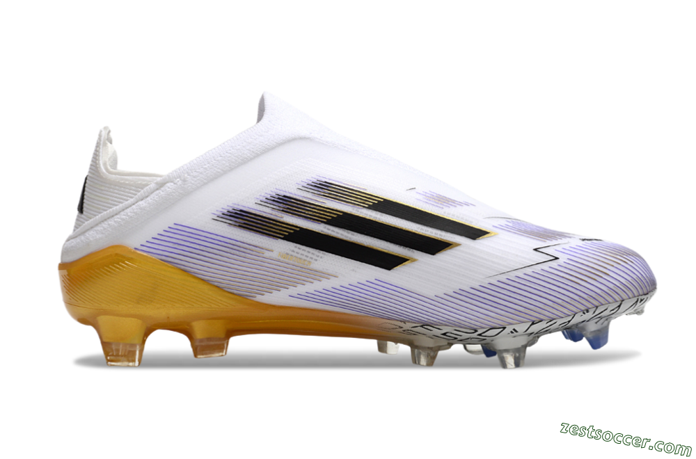 Adidas F50 Elite Laceless FG Low-Tops Soccer Cleats - White/Black/Gold 7