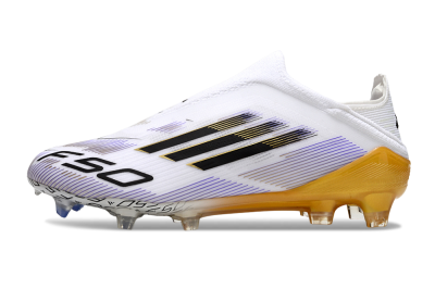 Adidas F50 Elite Laceless FG Low-Tops Soccer Cleats - White/Black/Gold