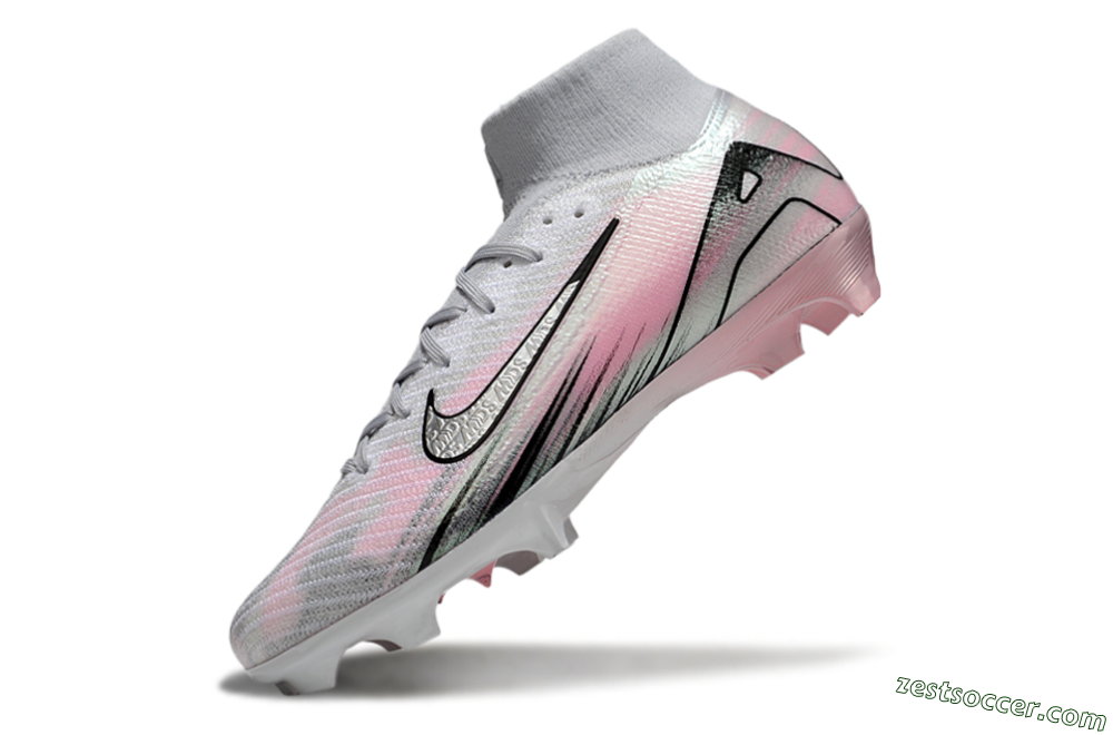 Nike Air Zoom Mercurial Superfly 10 Elite FG High-Tops Soccer Cleats - Silver/Pink/Black 5