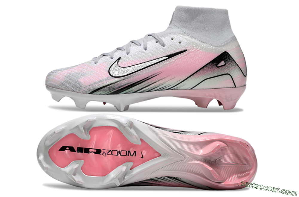 Nike Air Zoom Mercurial Superfly 10 Elite FG High-Tops Soccer Cleats - Silver/Pink/Black 1
