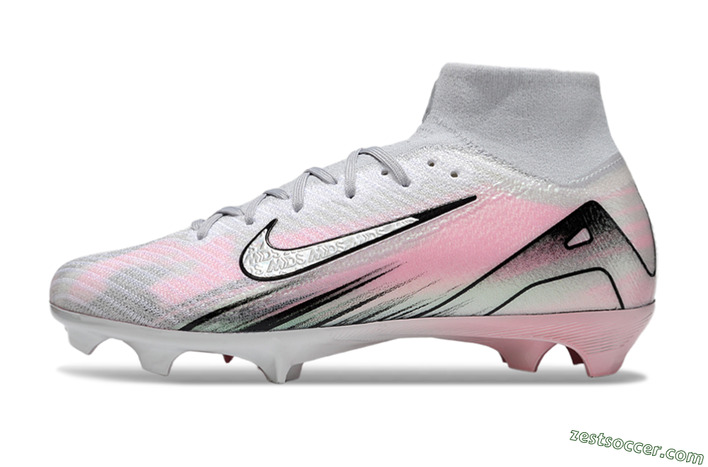 Nike Air Zoom Mercurial Superfly 10 Elite FG High-Tops Soccer Cleats - Silver/Pink/Black 2