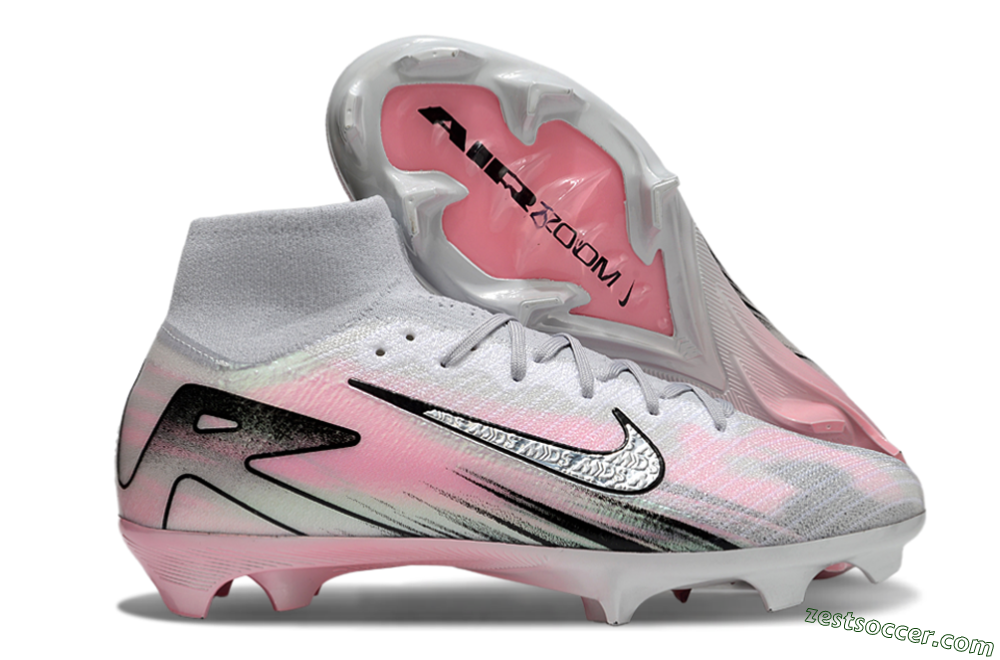 Nike Air Zoom Mercurial Superfly 10 Elite FG High-Tops Soccer Cleats - Silver/Pink/Black 0