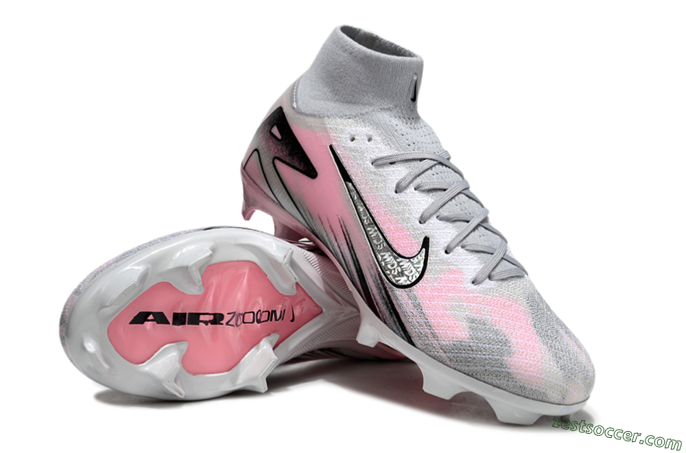 Nike Air Zoom Mercurial Superfly 10 Elite FG High-Tops Soccer Cleats - Silver/Pink/Black 3