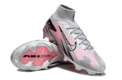 Nike Air Zoom Mercurial Superfly 10 Elite FG High-Tops Soccer Cleats - Silver/Pink/Black