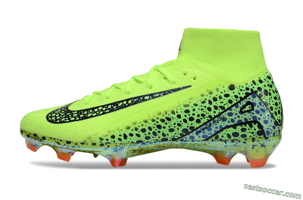Nike Air Zoom Mercurial Superfly 10 Elite FG High-Tops Soccer Cleats - Yellow/Black/Leopard 2