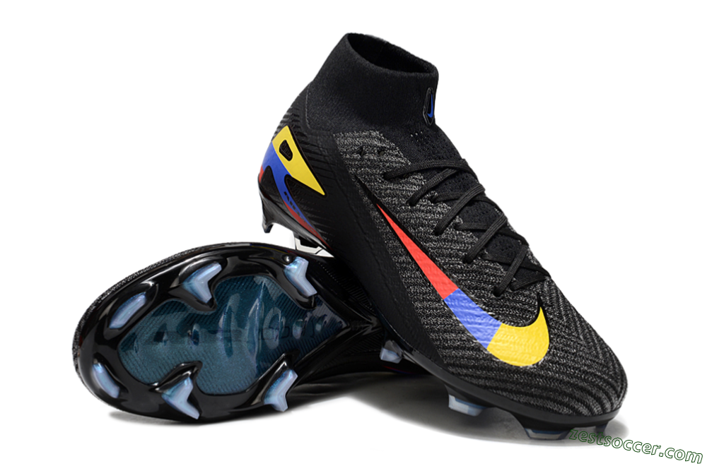 Nike Air Zoom Mercurial Superfly 10 Elite FG High-Tops Soccer Cleats - Black/Red/Blue/Yellow 0
