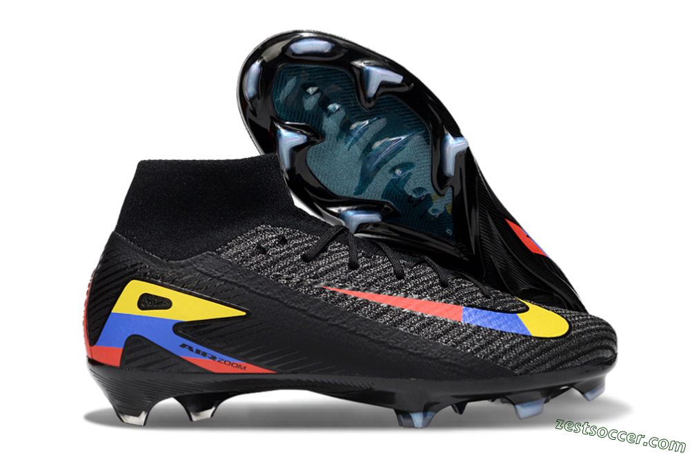 Nike Air Zoom Mercurial Superfly 10 Elite FG High-Tops Soccer Cleats - Black/Red/Blue/Yellow 2