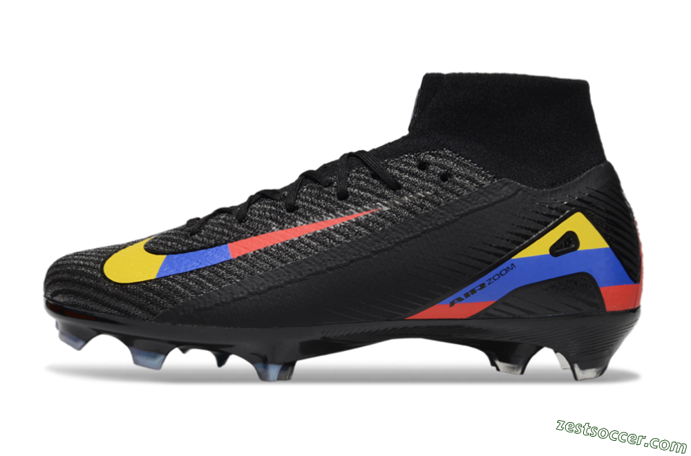 Nike Air Zoom Mercurial Superfly 10 Elite FG High-Tops Soccer Cleats - Black/Red/Blue/Yellow 4