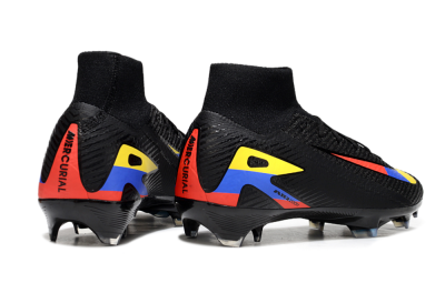 Nike Air Zoom Mercurial Superfly 10 Elite FG High-Tops Soccer Cleats - Black/Red/Blue/Yellow