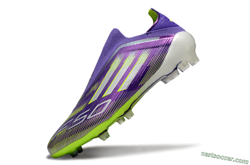 Adidas F50 Elite Laceless FG Low-Tops Soccer Cleats - Purple/Yellow/White 5