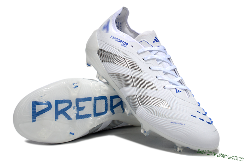 Adidas Predator Elite 25 FG Low-Tops Soccer Cleats - White/Blue/Black 3