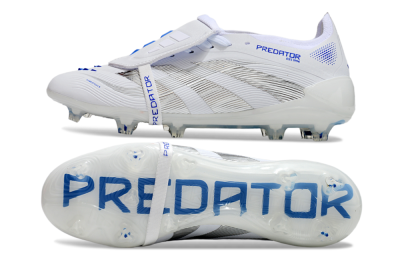 Adidas Predator Elite 25 Foldover Tongue FG Low-Tops Soccer Cleats - White/Blue/Black