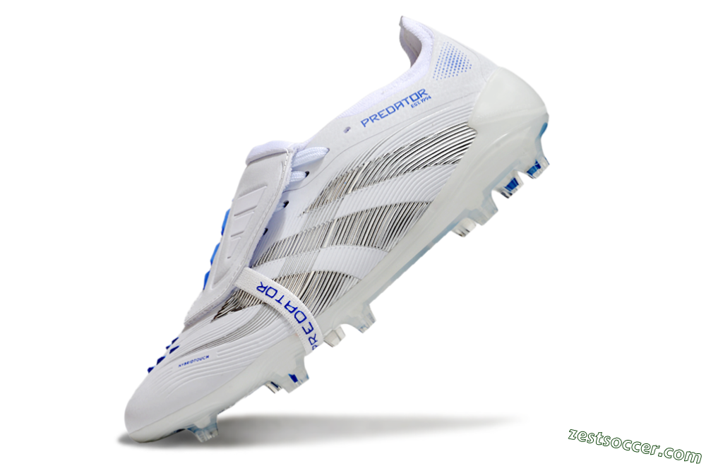 Adidas Predator Elite 25 Foldover Tongue FG Low-Tops Soccer Cleats - White/Blue/Black 5