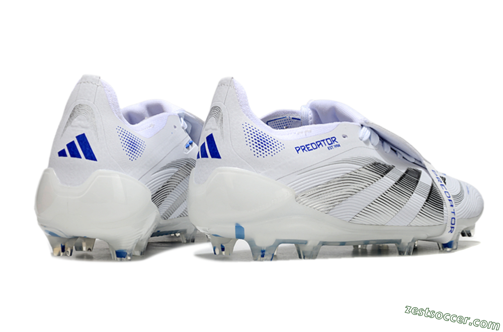 Adidas Predator Elite 25 Foldover Tongue FG Low-Tops Soccer Cleats - White/Blue/Black 6