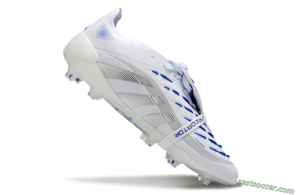 Adidas Predator Elite 25 Foldover Tongue FG Low-Tops Soccer Cleats - White/Blue/Black 4