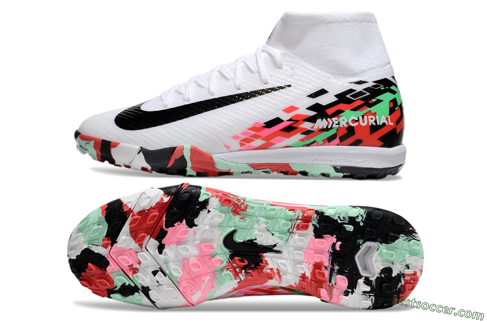 Nike Air Zoom Mercurial Superfly 10 Elite TF High-Tops Soccer Shoes - White/Black/Red 1