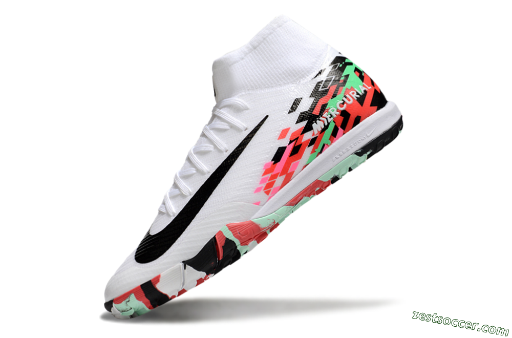 Nike Air Zoom Mercurial Superfly 10 Elite TF High-Tops Soccer Shoes - White/Black/Red 5