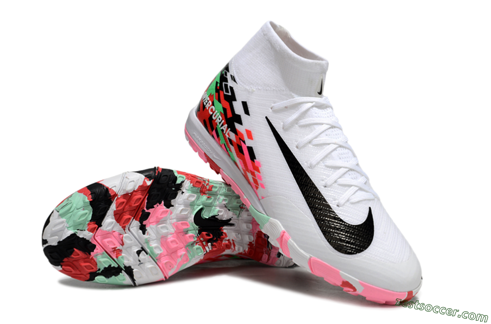 Nike Air Zoom Mercurial Superfly 10 Elite TF High-Tops Soccer Shoes - White/Black/Red 3