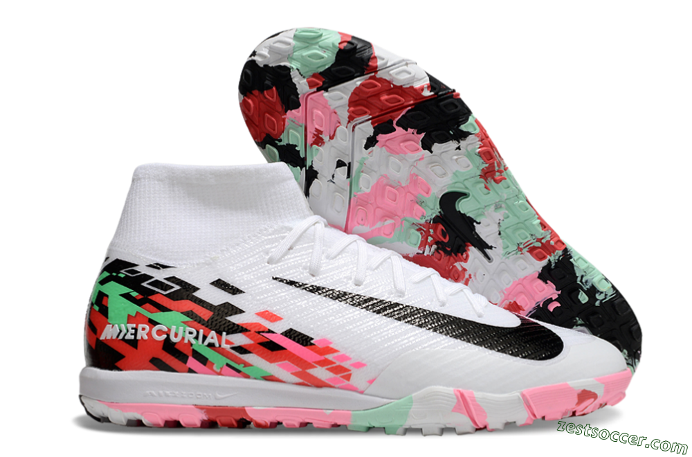Nike Air Zoom Mercurial Superfly 10 Elite TF High-Tops Soccer Shoes - White/Black/Red 0