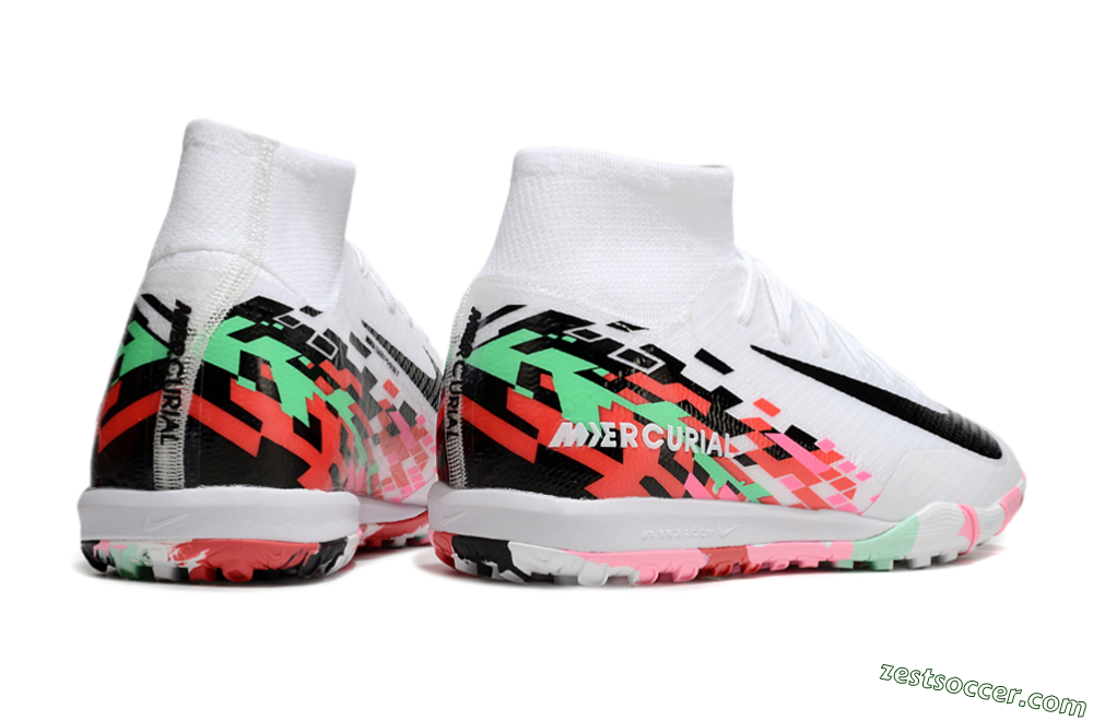 Nike Air Zoom Mercurial Superfly 10 Elite TF High-Tops Soccer Shoes - White/Black/Red 6