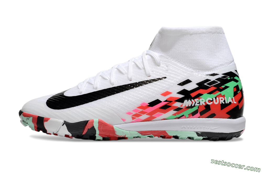 Nike Air Zoom Mercurial Superfly 10 Elite TF High-Tops Soccer Shoes - White/Black/Red 2