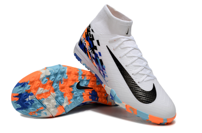 Nike Air Zoom Mercurial Superfly 10 Elite TF High-Tops Soccer Shoes - White/Blue/Orange