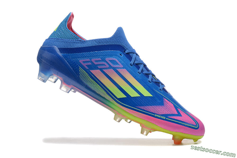 Adidas F50 Elite FG Low-Tops Soccer Cleats - Blue/Yellow/Pink 4