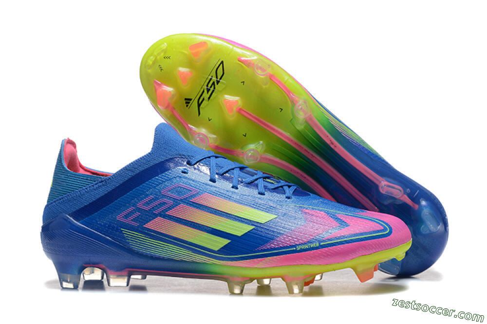 Adidas F50 Elite FG Low-Tops Soccer Cleats - Blue/Yellow/Pink 0