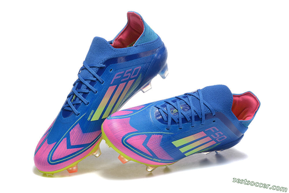 Adidas F50 Elite FG Low-Tops Soccer Cleats - Blue/Yellow/Pink 3