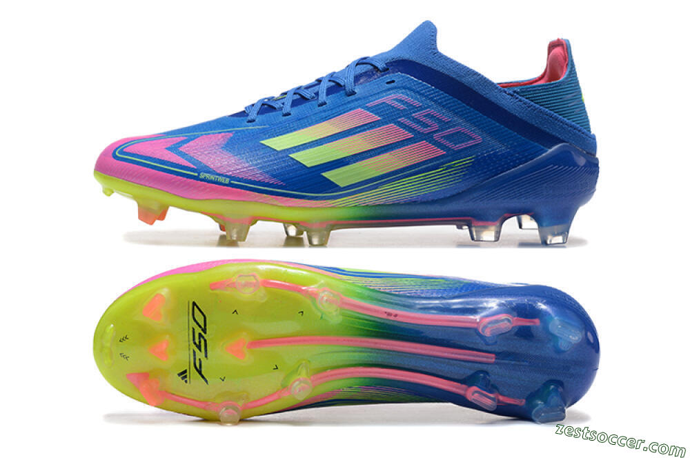 Adidas F50 Elite FG Low-Tops Soccer Cleats - Blue/Yellow/Pink 1
