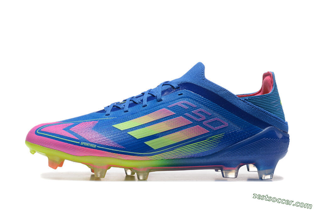 Adidas F50 Elite FG Low-Tops Soccer Cleats - Blue/Yellow/Pink 2